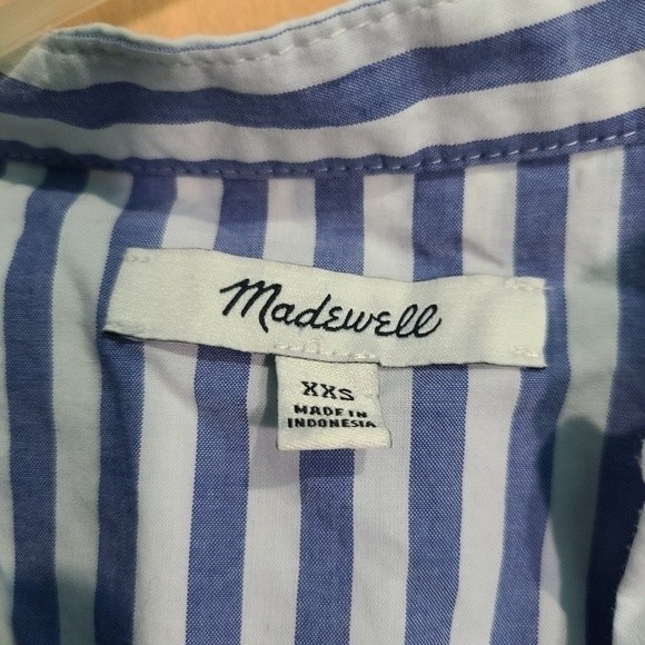 Madewell Whitney blue Striped Ruffle Blouse XXS - Picture 7 of 7